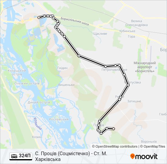 324П shuttle Карта лінії