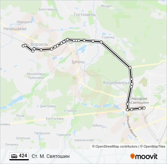 424 shuttle Карта лінії