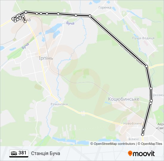 381 shuttle Карта лінії