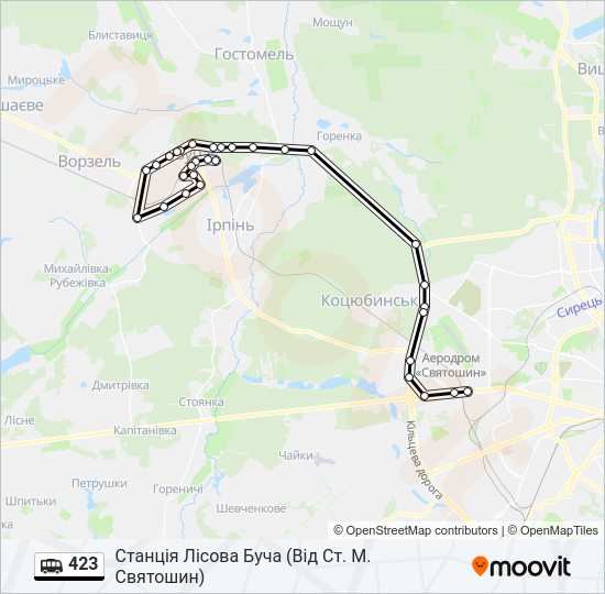 423 shuttle Карта лінії