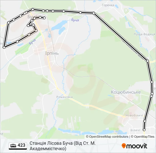 423 shuttle Карта лінії