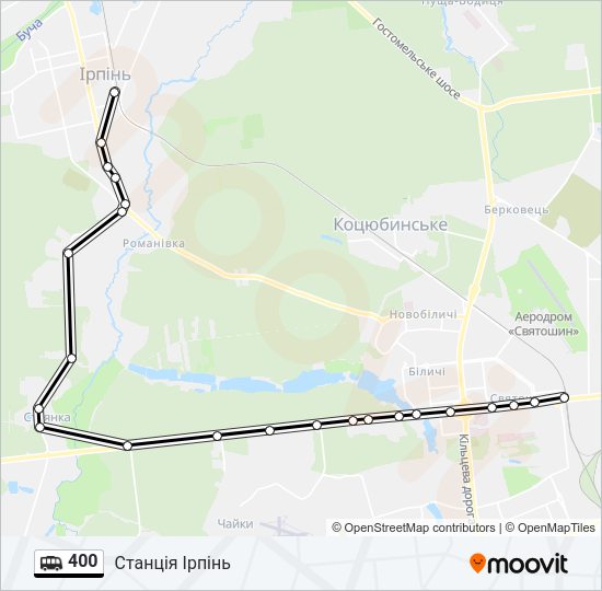 400 shuttle Карта лінії