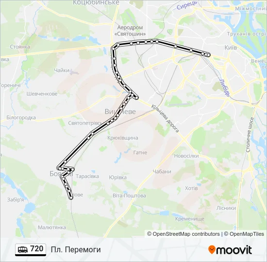 720 shuttle Карта лінії