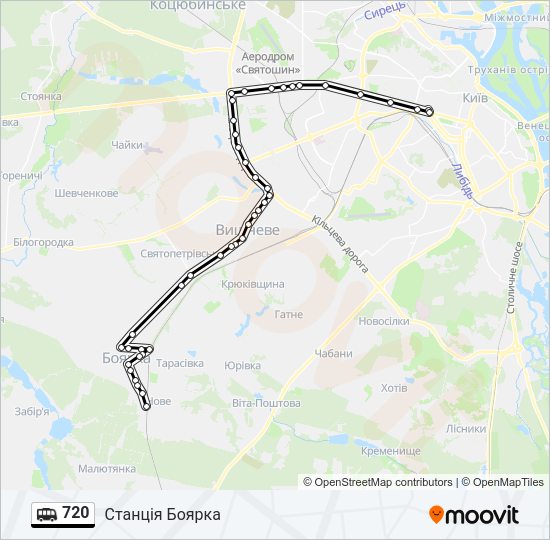 720 shuttle Карта лінії
