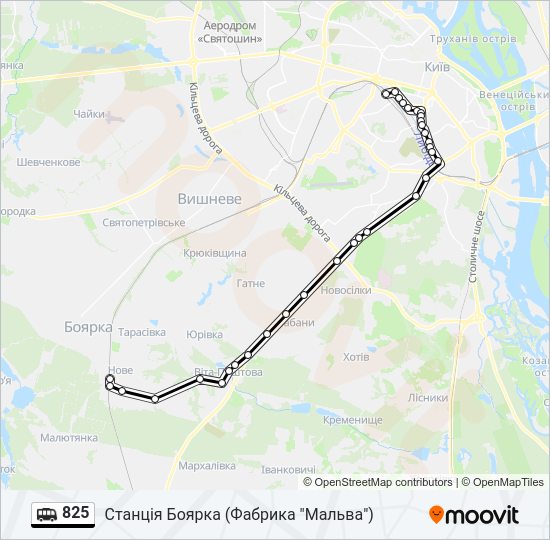 Маршрутка 825: карта маршрута