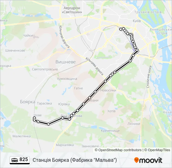 825 shuttle Карта лінії