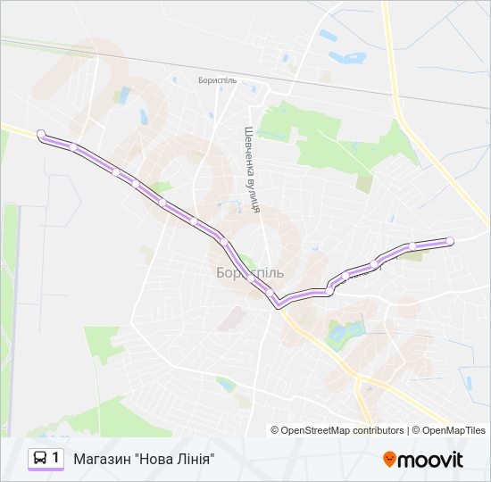 1 автобус Карта лінії