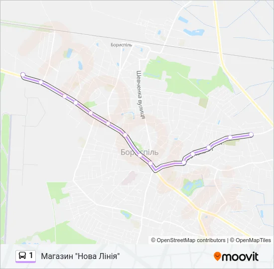 Автобус 1: карта маршрута