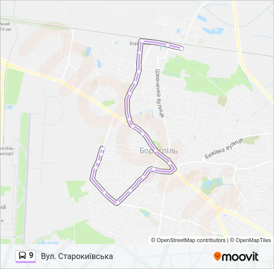 9 автобус Карта лінії