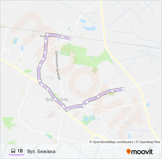 Автобус 1В: карта маршрута