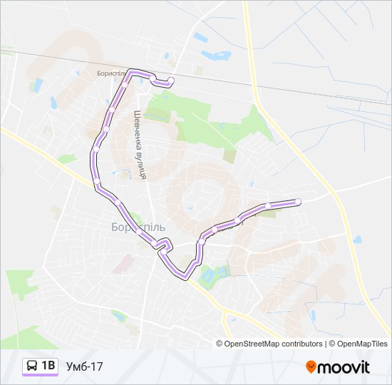 1В автобус Карта лінії