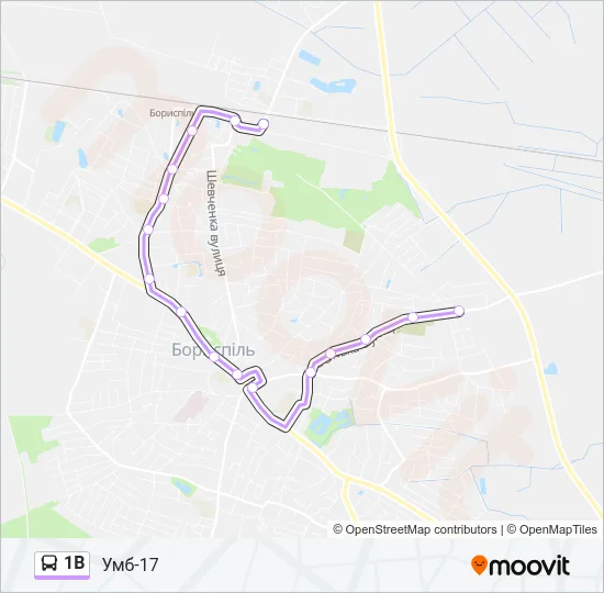 Автобус 1В: карта маршрута