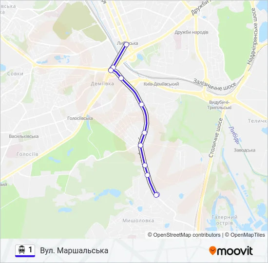 1 Trolleybus Line Map