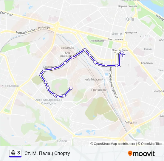 3 Тролейбус Карта лінії