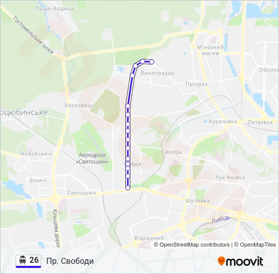 26 Trolleybus Line Map
