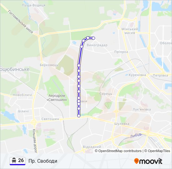 26 trolleybus Line Map