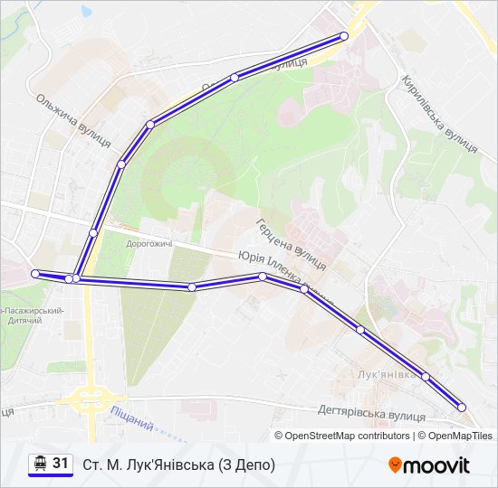 31 Тролейбус Карта лінії