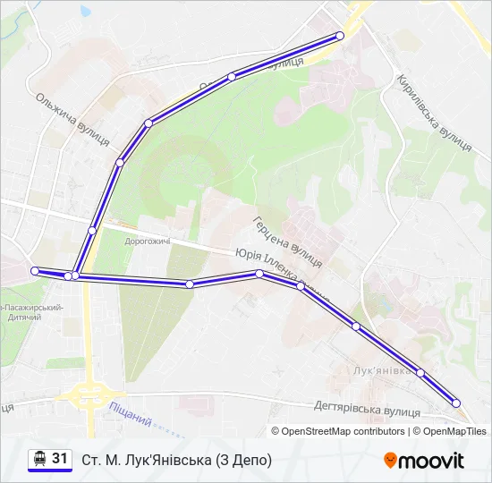 31 Тролейбус Карта лінії