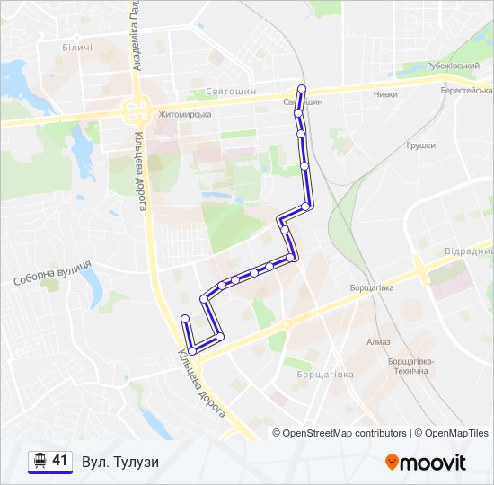 41 Trolleybus Line Map