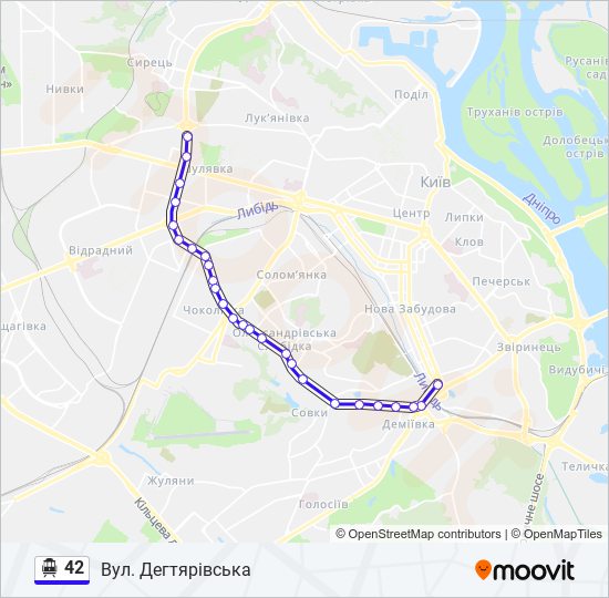 42 Trolleybus Line Map