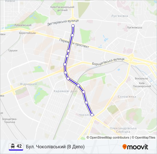 42 Trolleybus Line Map