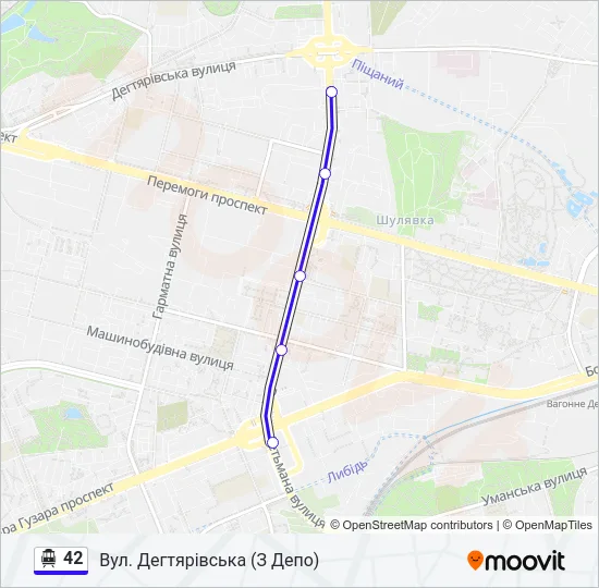 42 Тролейбус Карта лінії