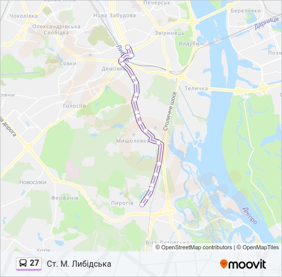 Автобус 27: карта маршрута