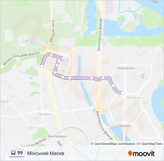 Автобус 99: карта маршрута