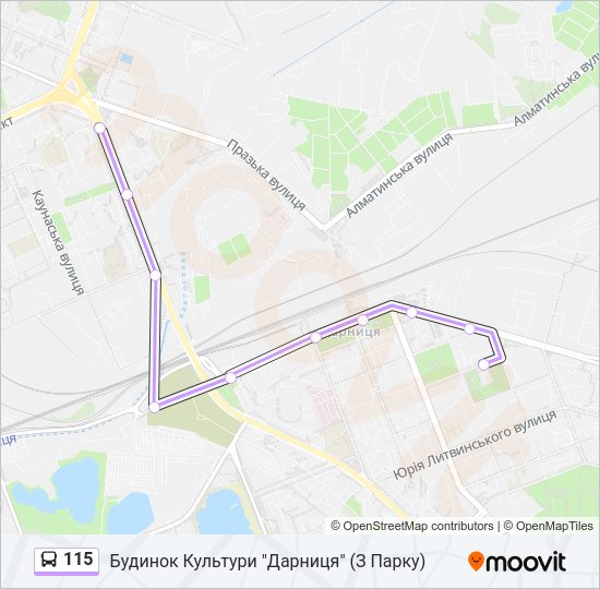 115 автобус Карта лінії