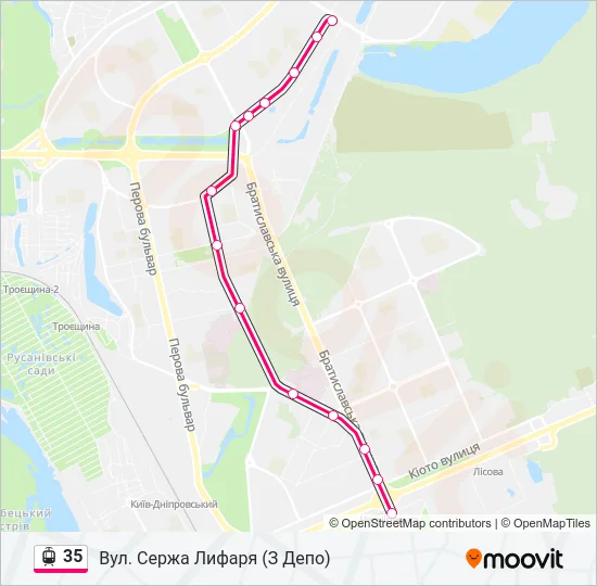 Трамвай 35: карта маршрута