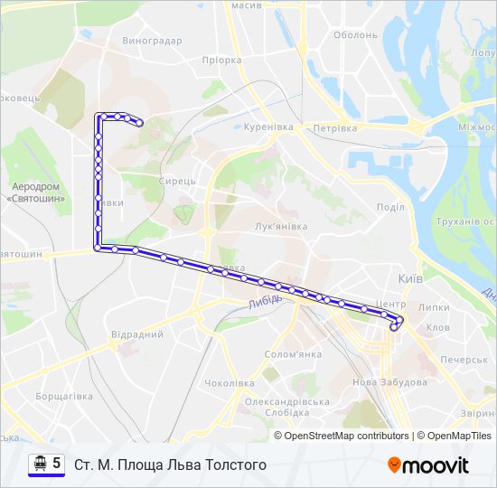 5 тролейбус Карта лінії