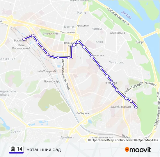 14 Trolleybus Line Map