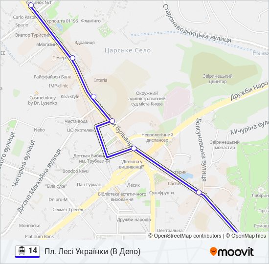 14 Trolleybus Line Map