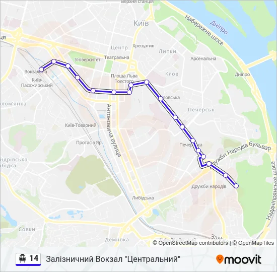 Троллейбус 14: карта маршрута