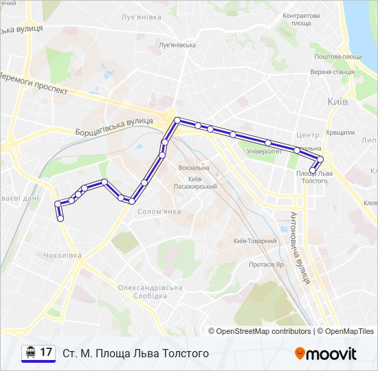 17 Trolleybus Line Map