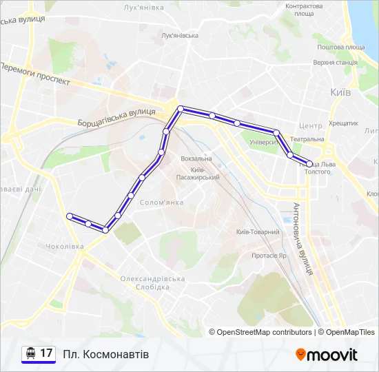17 Тролейбус Карта лінії