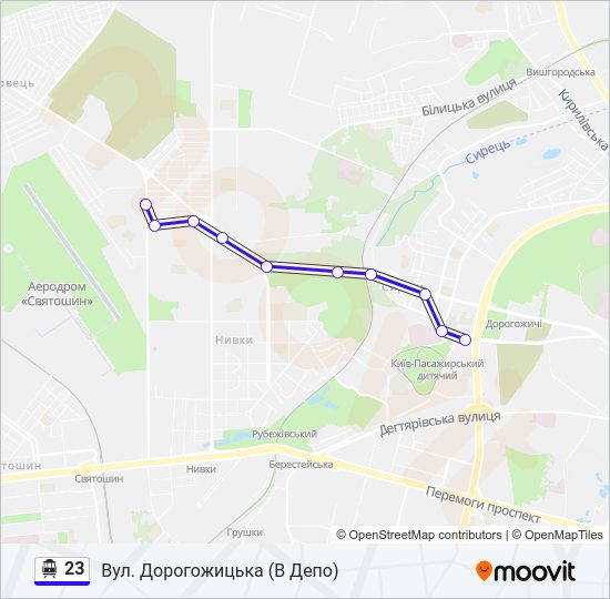 23 Тролейбус Карта лінії