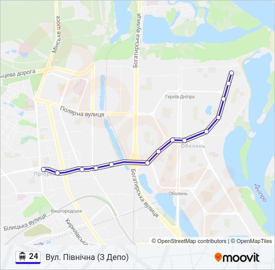 24 Тролейбус Карта лінії