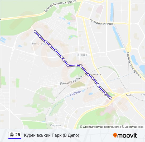 25 trolleybus Line Map