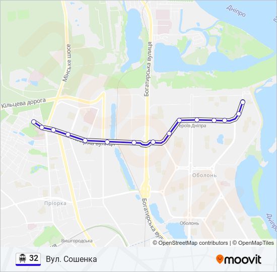 32 Trolleybus Line Map