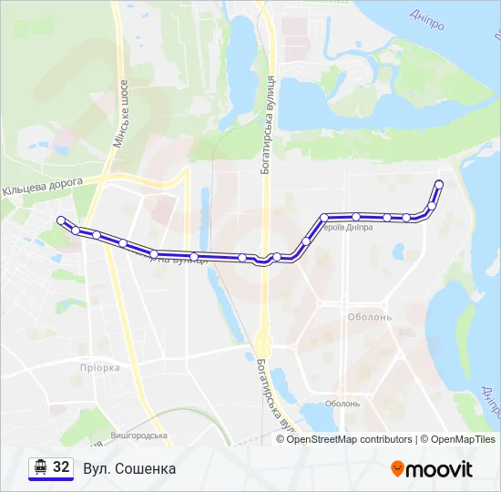 32 Trolleybus Line Map