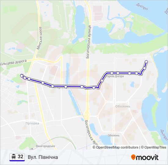 32 trolleybus Line Map