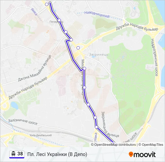 38 Trolleybus Line Map