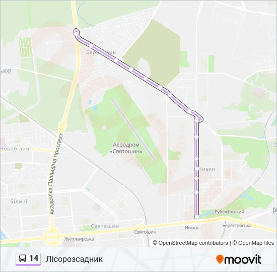 Автобус 14: карта маршрута