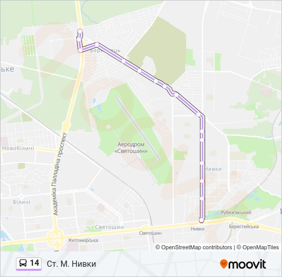 Автобус 14: карта маршрута