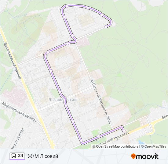 Автобус 33: карта маршрута