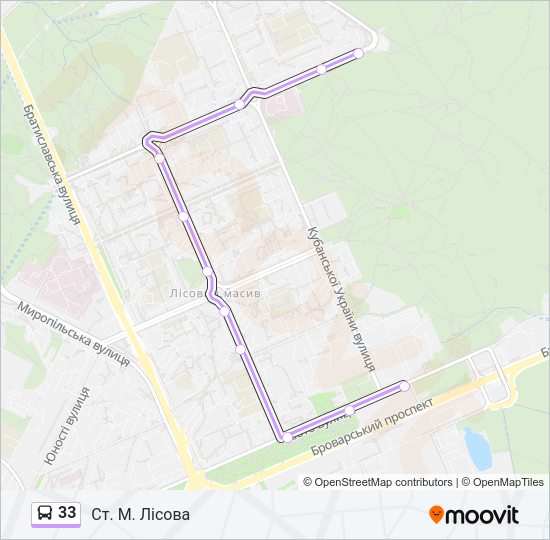 Автобус 33: карта маршрута
