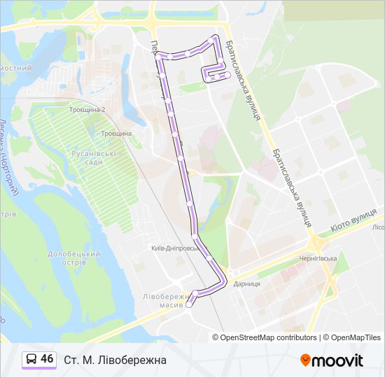 Автобус 46: карта маршрута