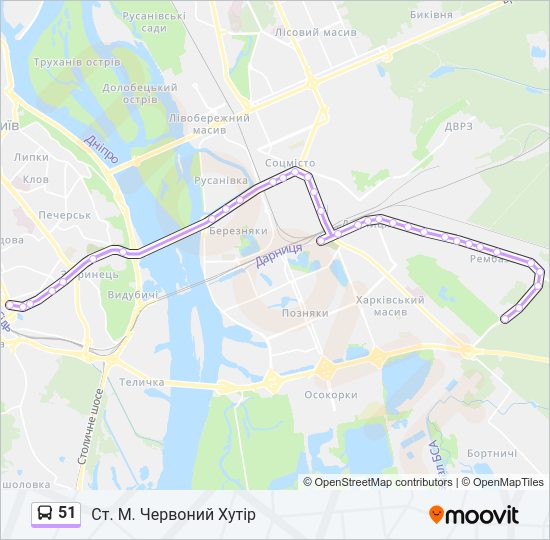 Автобус 51: карта маршрута