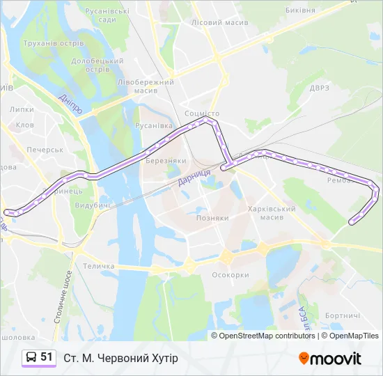 51 автобус Карта лінії